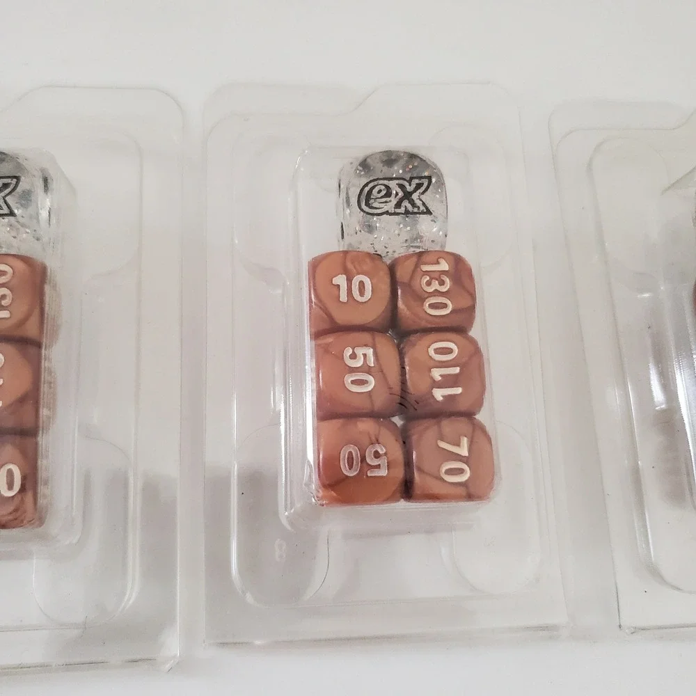 Pokemon TCG Damage Counter Dice Lot 3 Sets Marbled Bronze White ex Glitter Dice